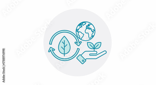 Eco-friendly concept with recycling symbol and globe.
