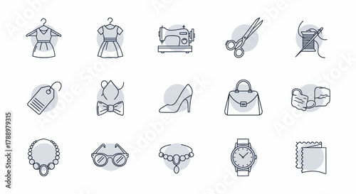 Fashion and Accessories Icons Collection for Style and Shopping.