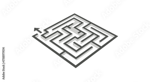 Abstract maze design with shadow effect, illustrating complex problem-solving and strategic thinking for conceptual business and planning visuals