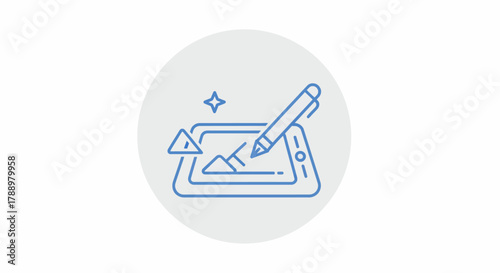 Digital Art Creation with Stylus on Tablet Device.