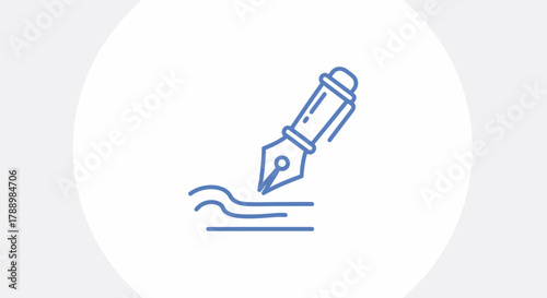 Illustration of a fountain pen writing on a surface, symbolizing creativity and expression.