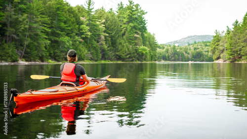 Kayaking Bell Lake in Killarney Provincial Park With a View of Silver Peak