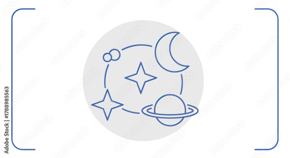 Fototapeta premium Cosmic Celestial Bodies and Stars in Orbit.