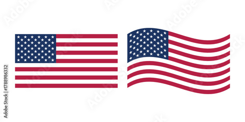 United States Flag Vector. Flat and Waving American Flag Design