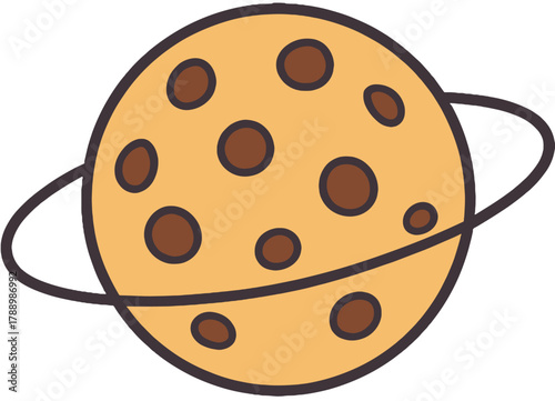 Cartoon Planet Cookie with Chocolate Chips and Saturn Ring