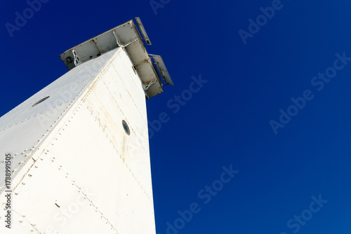 The white and red trimmed Sodus Point Lighthouse at Sodus Bay on Lake Ontario in New York State