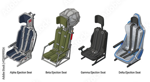 Automotive Seat Collection Featuring Different Styles.