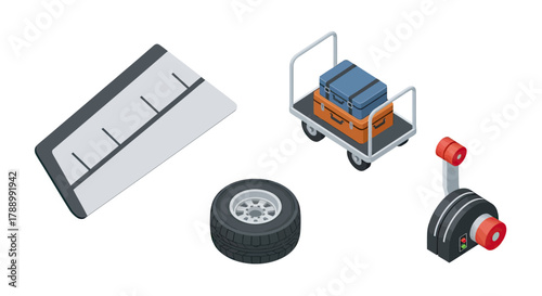 Automotive Tire Repair Tools and Equipment Set.