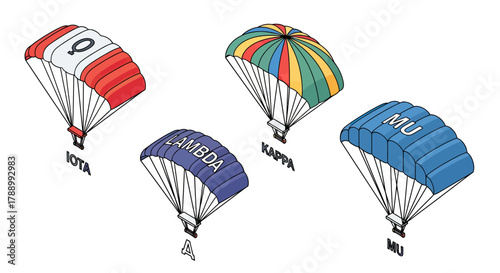 Colorful Parachutes for Skydiving and Recreation.