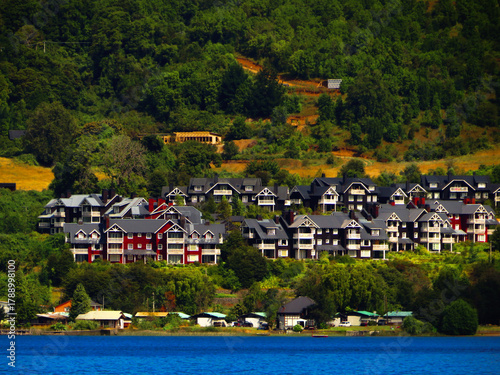 Vibrant homes in a lush green landscape