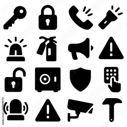 Security Essentials: A collection of essential security elements, designed to communicate safety, protection, and vigilance