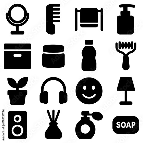 Daily Routine Essentials: A neat collection of beauty, hygiene, and wellness items arranged for daily use, this image is perfect for illustrating concepts of self-care and daily habits.
