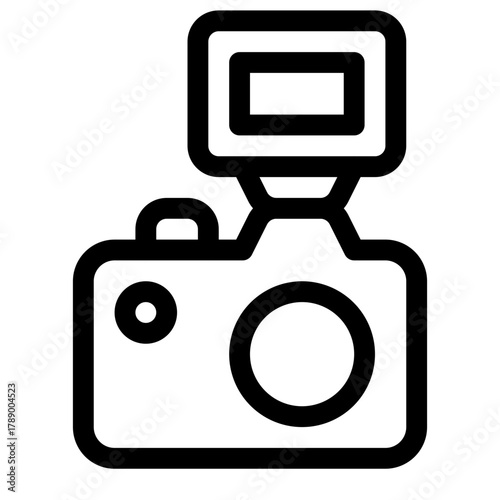 Camera with flash line icon