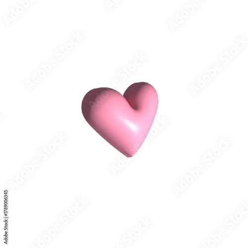A minimalist 3d render of a cute pink heart symbol of love and affection on a clean white isolated background