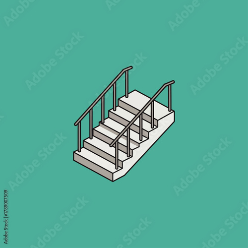 Stairs with handrail icon flat vector design.