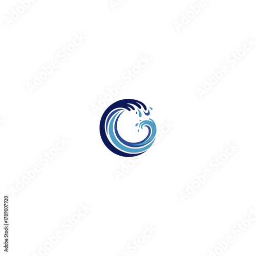 Letter o with waves logo icon flat vector design. 