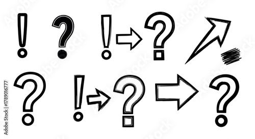 Navigating Uncertainty Question Marks, Exclamation Points, and Arrows as Guiding Symbols