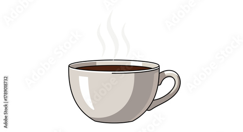 A steaming cup of coffee, a comforting and aromatic beverage.