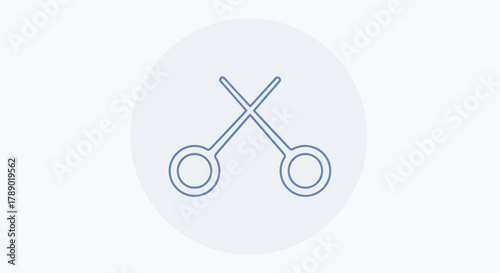Simple Outline Illustration of Crossed Surgical Scissors.