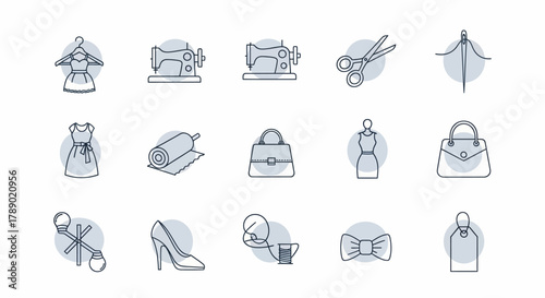 Fashion and Sewing Icons Collection for Design Projects.