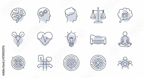 Collection of Psychology and Mental Health Icons.