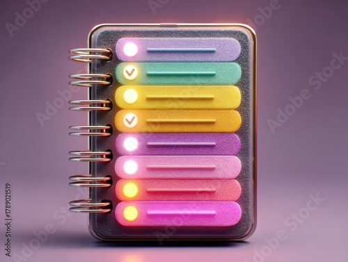 Colorful Notebook with Vibrant Slider Controls for Task Management