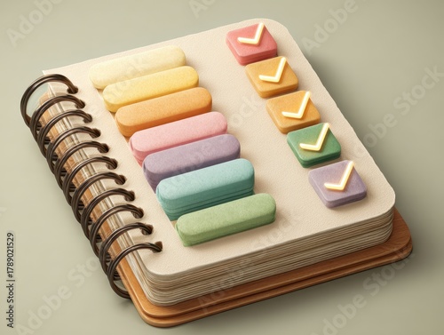 Colorful Sticky Notes on a Notebook with Checkmarks for Organization