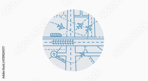 Air Traffic Control Radar Screen Showing Flight Paths and Aircraft.