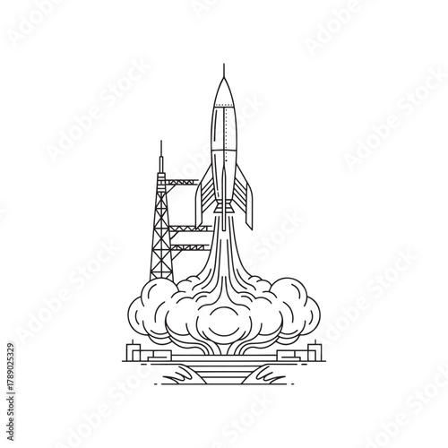 Rocket Launch Illustration A Symbolic Depiction of Space Exploration and Innovation