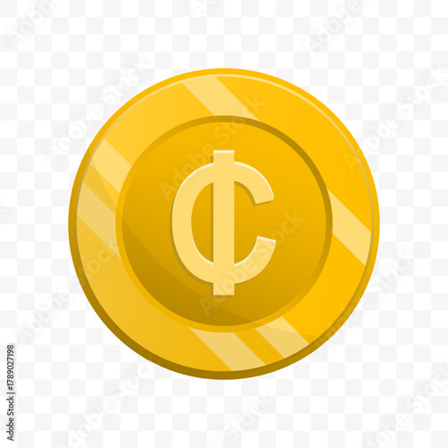 Simple Flat Style Detailed Coin with Currency Symbol Illustration