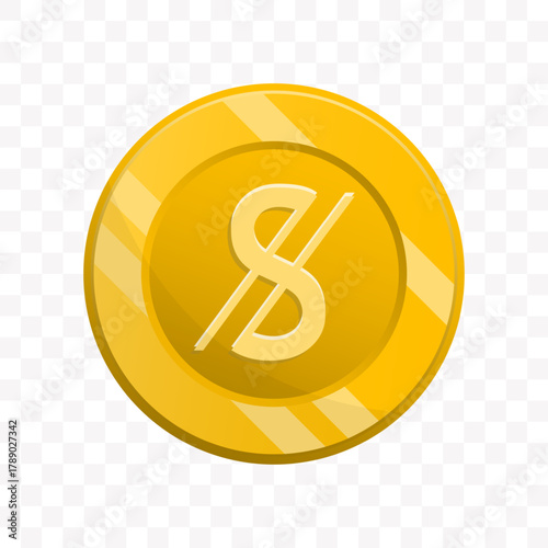 Simple Gradient Gold Dollar Sign with Line Icon for Finance