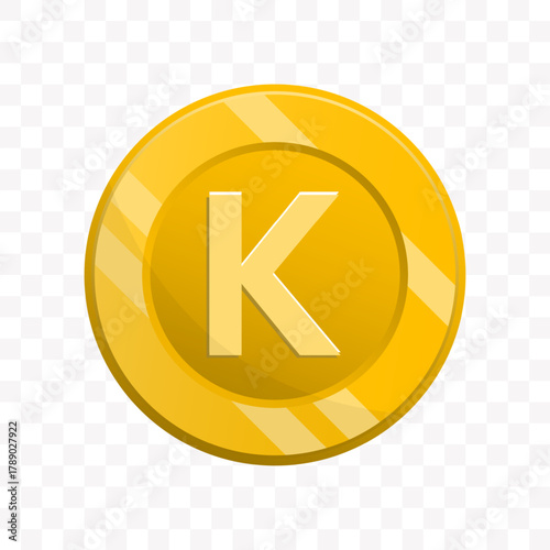 Cartoon Style Letter K Initial Coin Flat Icon Design Element