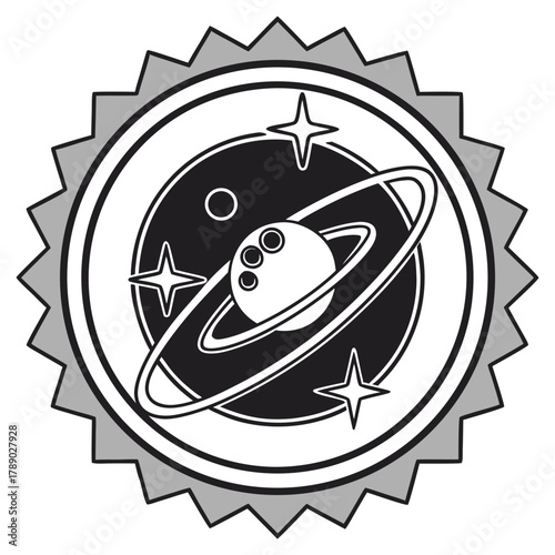 Planet with Rings and Bowling Balls Emblem space stars