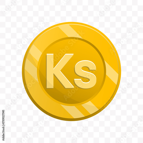 Flat Style Illustration Golden Coin with Ks Symbol Icon Element