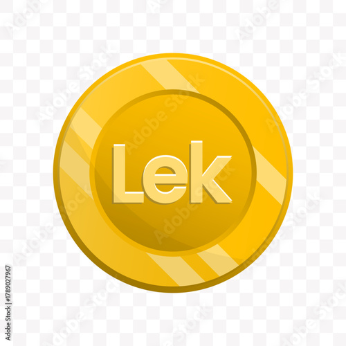 Modern Cartoon Style Lek Coin Currency Icon with Striped Edge
