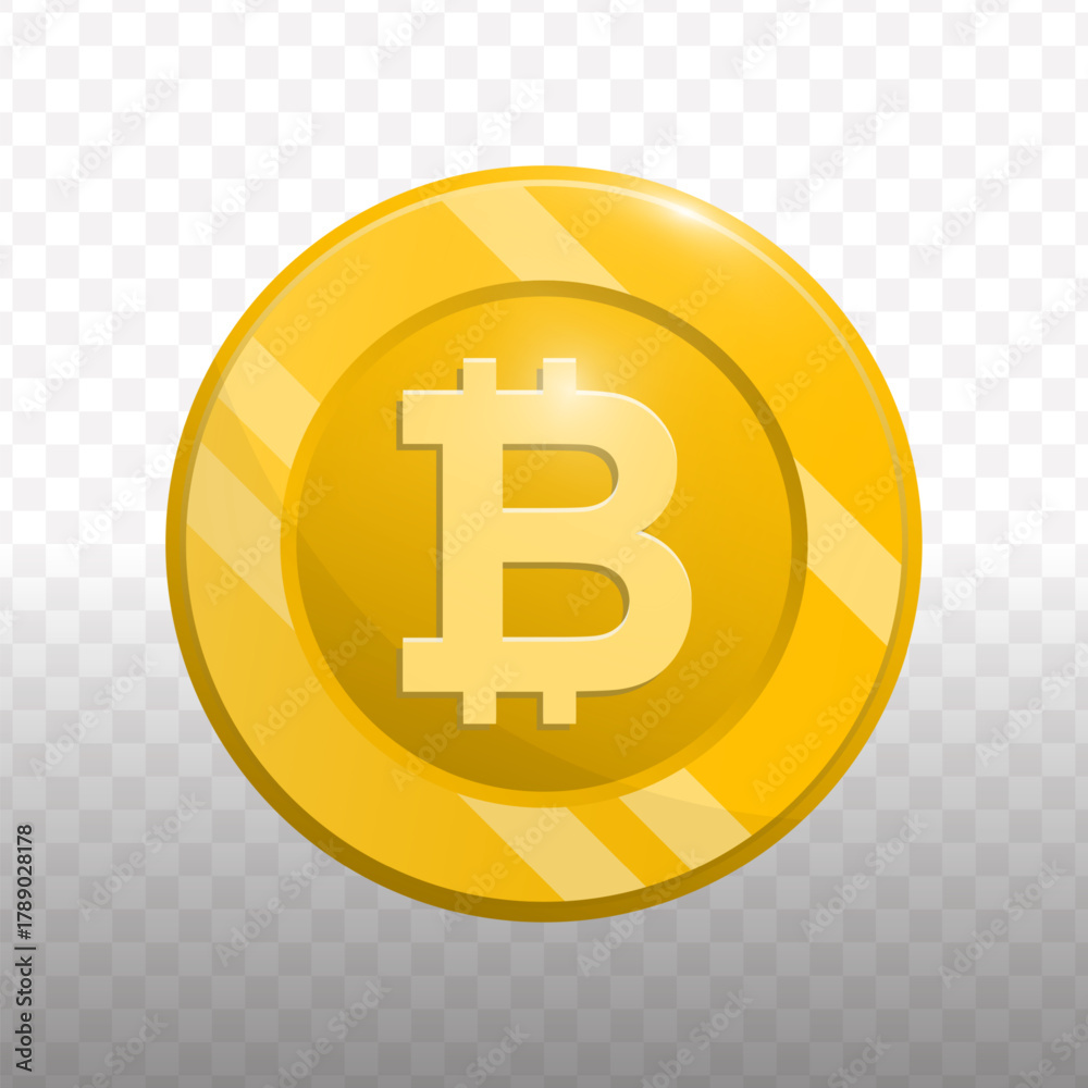 Obraz premium Simple Flat Style Golden Bitcoin Currency Illustration on Black Background
