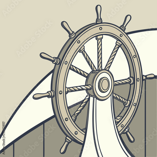 Vintage Ship Steering Wheel with Nautical Rope Detail ship wheel marine