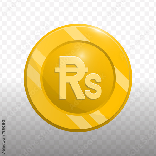 Gradient Style Pakistani Rupee Currency Symbol Round Coin Illustration