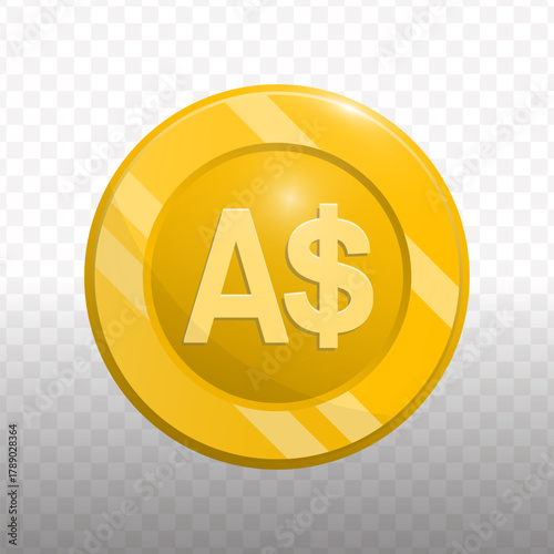 Flat Illustration of Australian Dollar Coin Currency Icon Financial Concept