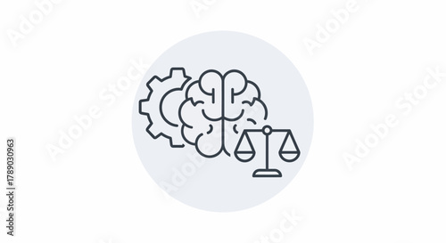 Brain Gear and Scales of Justice Symbolizing Legal Ethics.
