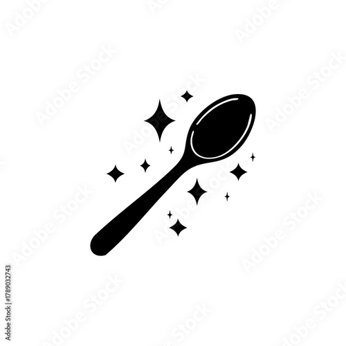 Shiny Spoon Illustration - Clean and Sparkling Cutlery Icon.