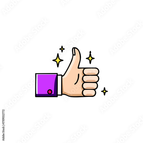 Thumbs Up Gesture with Sparkles Indicating Approval and Success.