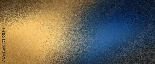 Abstract gradient gold blue dark grainy texture with soft glow light creating elegant warm atmospheric background
