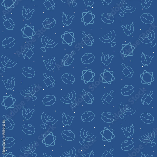 Simplified Hanukah doodles seamless pattern. Festive Jewish holiday backdrop.