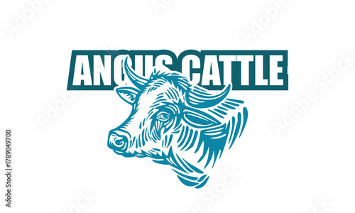 great angus cattle head logo, silhouette of strong bull face vector illustrations