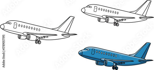 Airplane, aircraft, jet, aviation, sketch, drawing, fuselage, cockpit, wings, engines, shading, render, flight, design, travel, Airplane sketch, aircraft drawing, aviation art, commercial jet,