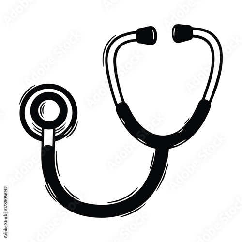 Hand drawn stethoscope illustration for medical designs and healthcare promotions