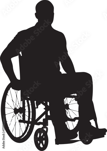 Silhouette of a person in a wheelchair, representing disability, accessibility, and mobility challenges.