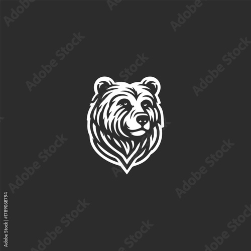Bear head logo style icon design template vector illustration