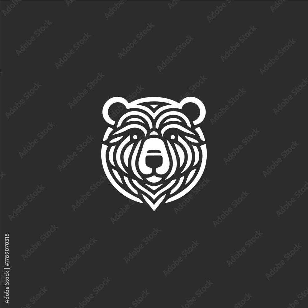 Fototapeta premium Bear head logo style icon design template vector illustration